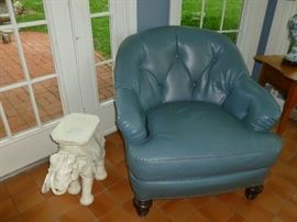 Blue faux leather chair (some wear)