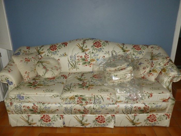 Nice Asian-style fabric..upholstered sofa