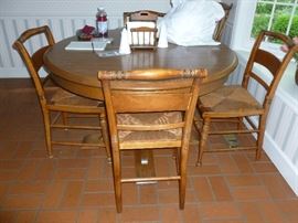 Nice table w/4 excellent rush-seat chairs