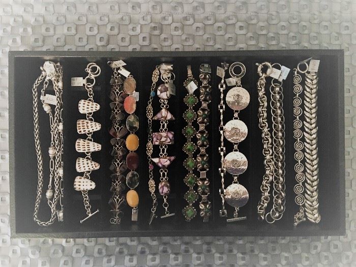Sterling silver bracelets and a couple of necklaces, a combination of vintage and newer, all 50% off!