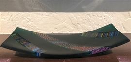 Hand blown art glass tray