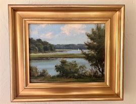 "Way to the Water" by Frank Corso -- Oil on Canvas affixed to board; image size 8 x 10; framed 16 x 14; signed lower right