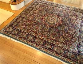 Knock out Kerman, square, 6.6 x 6.5. Vibrant jewel tones.