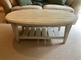 Distressed oval coffee table