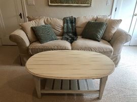 Sleep sofa - queen size --  in plush oat color velvet - purchased at Domain. 