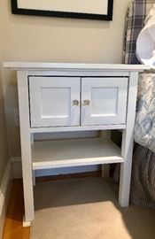 White side table matches Crate and Barrel dresser. 