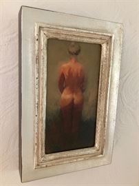 Oil on linen on panel, gilt frame. Artist Douglas Fryer. "Figure 1", 2006 Image size: 10 x 5.5  Framed size: 13.25 x 8. 75. Signed by the artist on the front lower left.