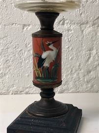 ... with wonderful hand painted porcelain design of an Asian Open-Billed Stork.