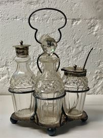 Antique silver plate cruet set