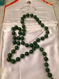 Jade bead necklace.