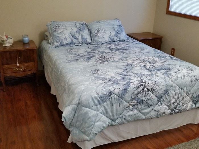 Queen size bed and two French Provincial style nightstands