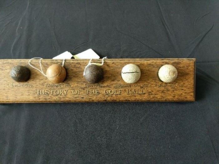 History of golf ball wodden tray five balls