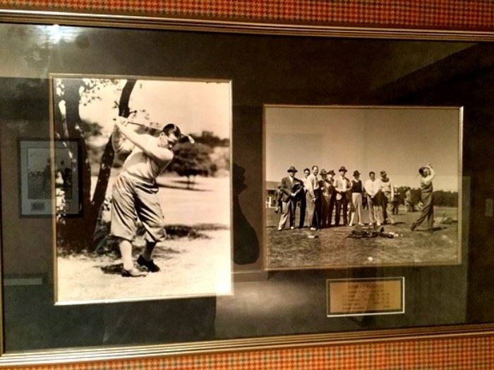 Large  photo of Bobby JoNed framed with group photo that includes several other golf pros.