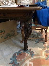 Very Fine Antique French Dining table  51" x 132" with (2) 27" leaves