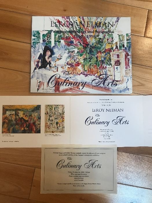 Large stunning Signed and Numbered LeRoy Neiman, French Cafe' Paris Lithograph.  Numbered  72/270. Also the original invitation from Timothy Yarger & LeRoy Neiman for the exclusive preview of the The Culinary Arts exhibition at the Regent Beverly Wilshire Hotel on 10/16/98.  