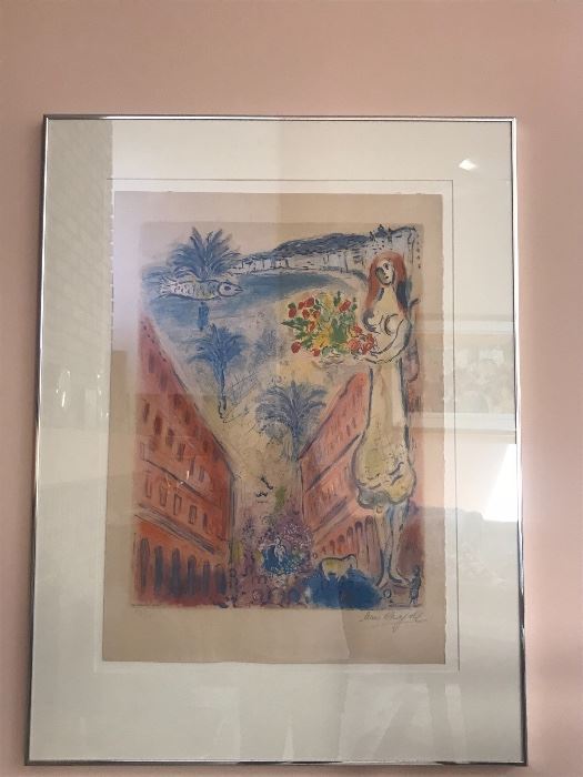 Marc Chagall Signed and Numbered Lithograph titled Avenue De La Victoraire a Nice.  Numbered 59/150