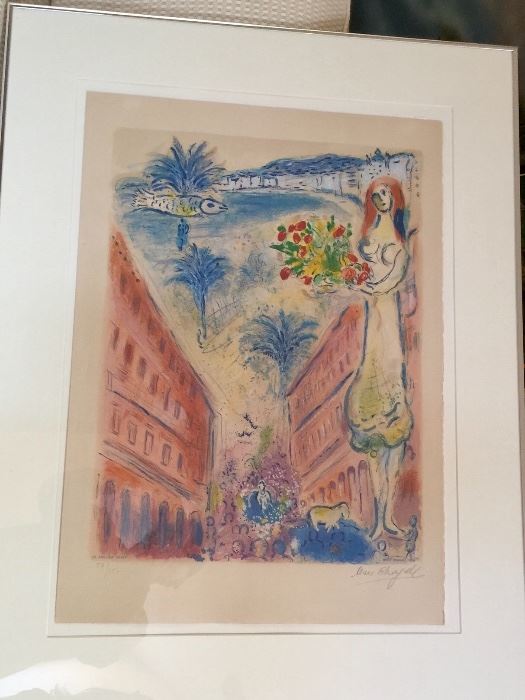 Marc Chagall Signed and Numbered Lithograph titled Avenue De La Victoraire a Nice.  Numbered 59/150