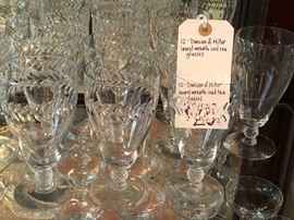 Set of Duncan & Miller Crystal "Laurel Wreath" polished cut stemware, 12 iced tea goblets for $25.00