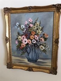 Floral Oil on Canvas Still Life 