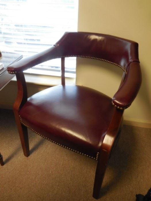 $165 each  Burgundy leather side chairs (2 available)