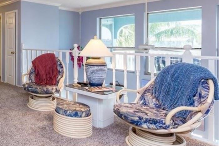 Fun Bamboo rocking chairs and modern table