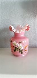 beautiful pair of antique cased glass vases