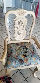 pair of matching side chairs seashell upholstery