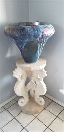 huge pottery vase, seahorse stand