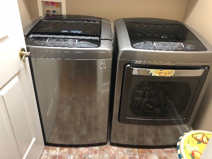 5 yr. old LG washer and dryer in graphite steel - both in excellent condition! Top load washer, front load steam dryer. 