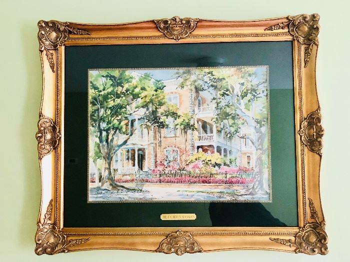 The Calhoun Mansion watercolor print numbered and originally signed