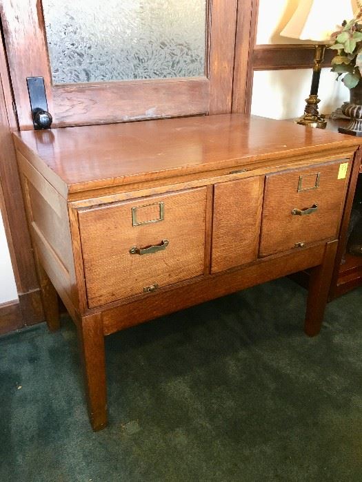 Antique Golden Oak File Drawer Cabinet