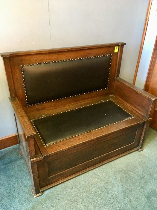 Antique Golden Oak Lift Top Bench Seat
