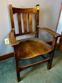 Antique Slat Back Wooden Office Chair
