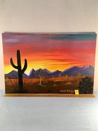Large Southwest Painting by Brigitte Robinson 2002 " Cochise Canyon " 