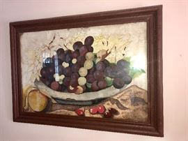 Large framed luscious grapes in bowl, from Anthropologie.