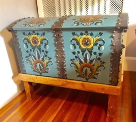 Norwegian Rosemaling Hand Painted Chest