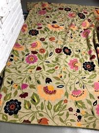 Anthropologie Crewel Flower rug