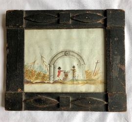 Antique Folk Art Memorial Watercolor