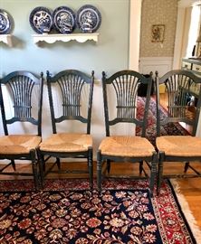Set of 4 Rush Seat Chairs
