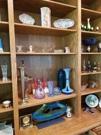 Lots of hand blown glass, cut glass, and crystal