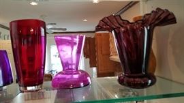 Lots of hand blown glass, cut glass, and crystal