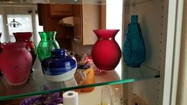 Lots of hand blown glass, cut glass, and crystal