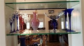 Lots of hand blown glass, cut glass, and crystal