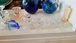 Lots of hand blown glass, cut glass, and crystal