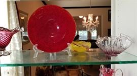 Lots of hand blown glass, cut glass, and crystal