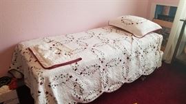 Twin bed and bedding