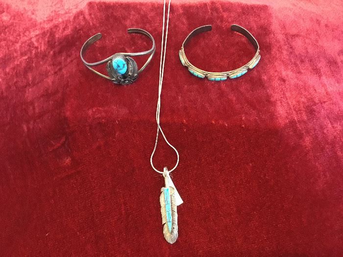 2 Turquoise Bracelets and Necklace https://ctbids.com/#!/description/share/22208