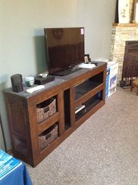 Antique Door (100+ yrs) Repurposed into Entertainment Unit with Slate Top... Baskets included!
