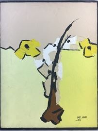 Meland Expressionist Still Life Oil on Canvas Painting