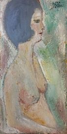 Yves LeDuc Mid-Century textured oil on canvas Portrait